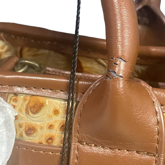 Charlie Lapson Leather Handbag DEFECT Croc Embossed Satchel NWT - Picture 15 of 16